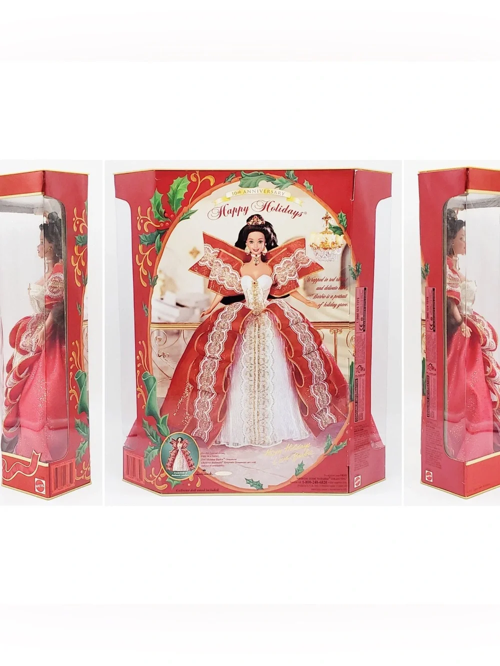 1997 Happy Holidays Barbie Special Edition 10th Anniversary Brunette NRFB Mattel